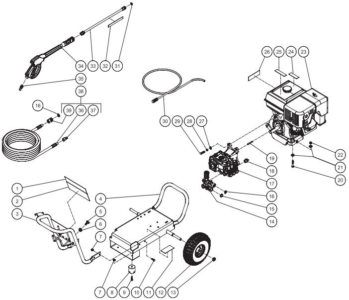 MITM WP-4000-5MKB pressure washer parts and manual